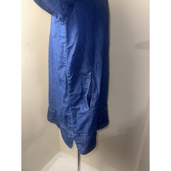 Workshop Women's Shirt Dress Blue Denim Chambray Long Sleeve Pocket Plus Sz 0X - Picture 9 of 10